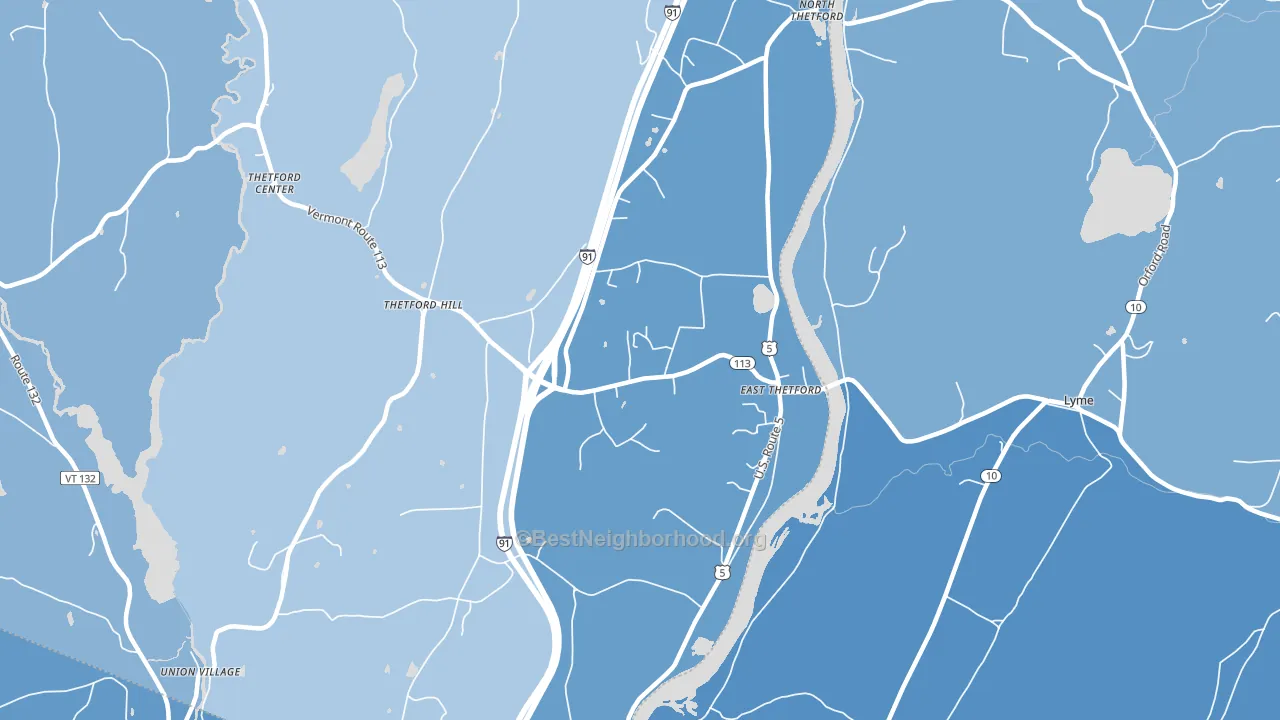 05043, VT block-group political-lean map