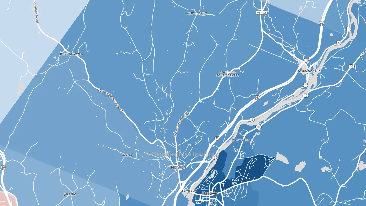 05055, VT block-group political-lean map