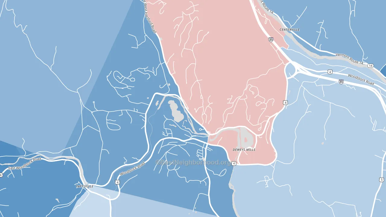 05059, VT block-group political-lean map