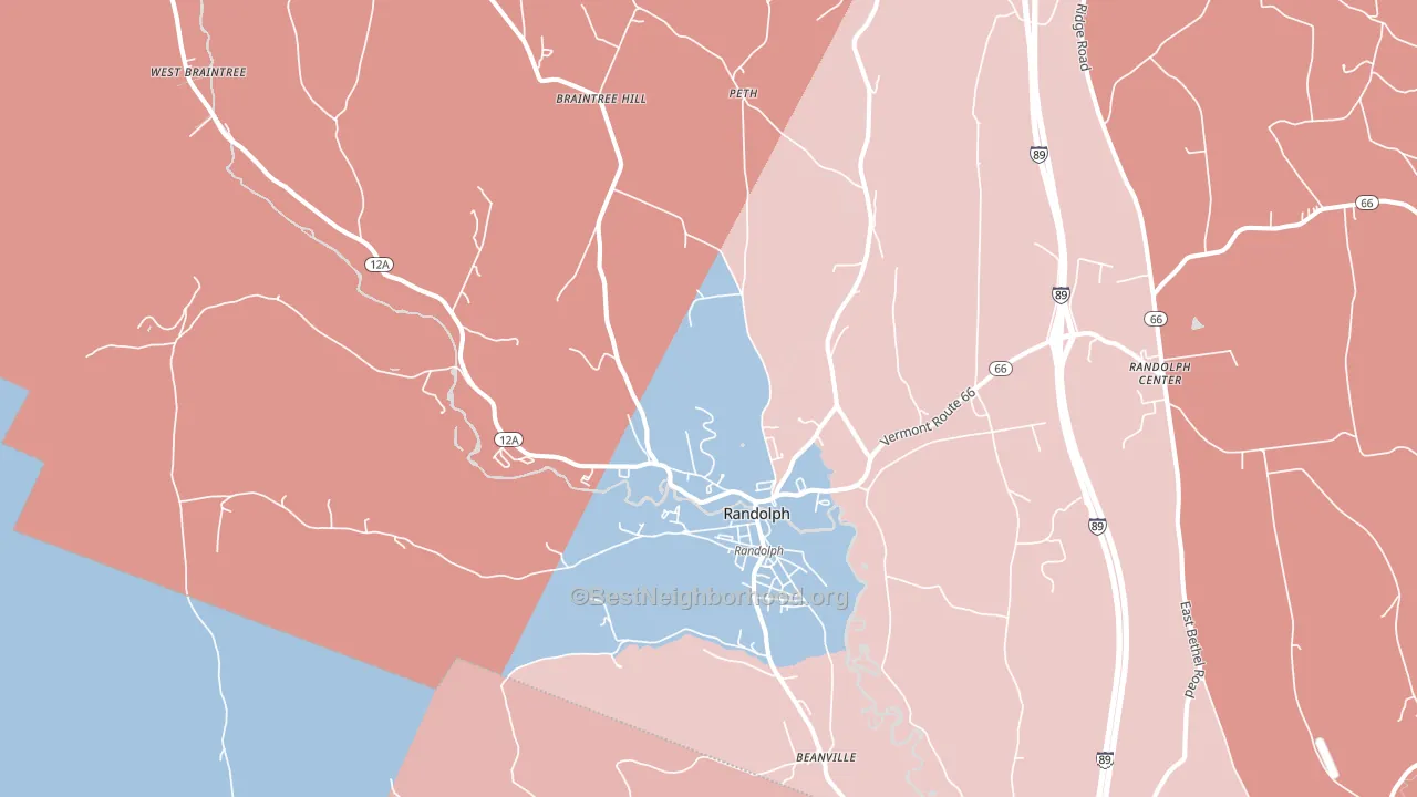 05060, VT block-group political-lean map