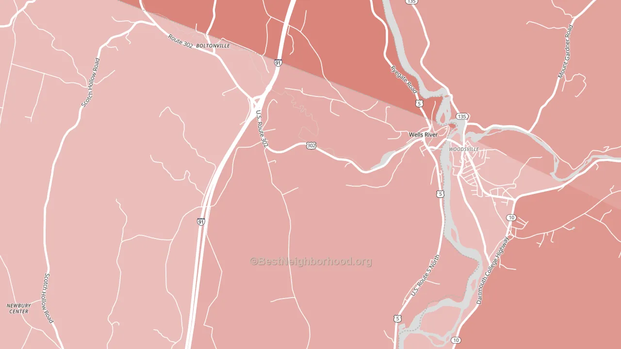 05081, VT block-group political-lean map