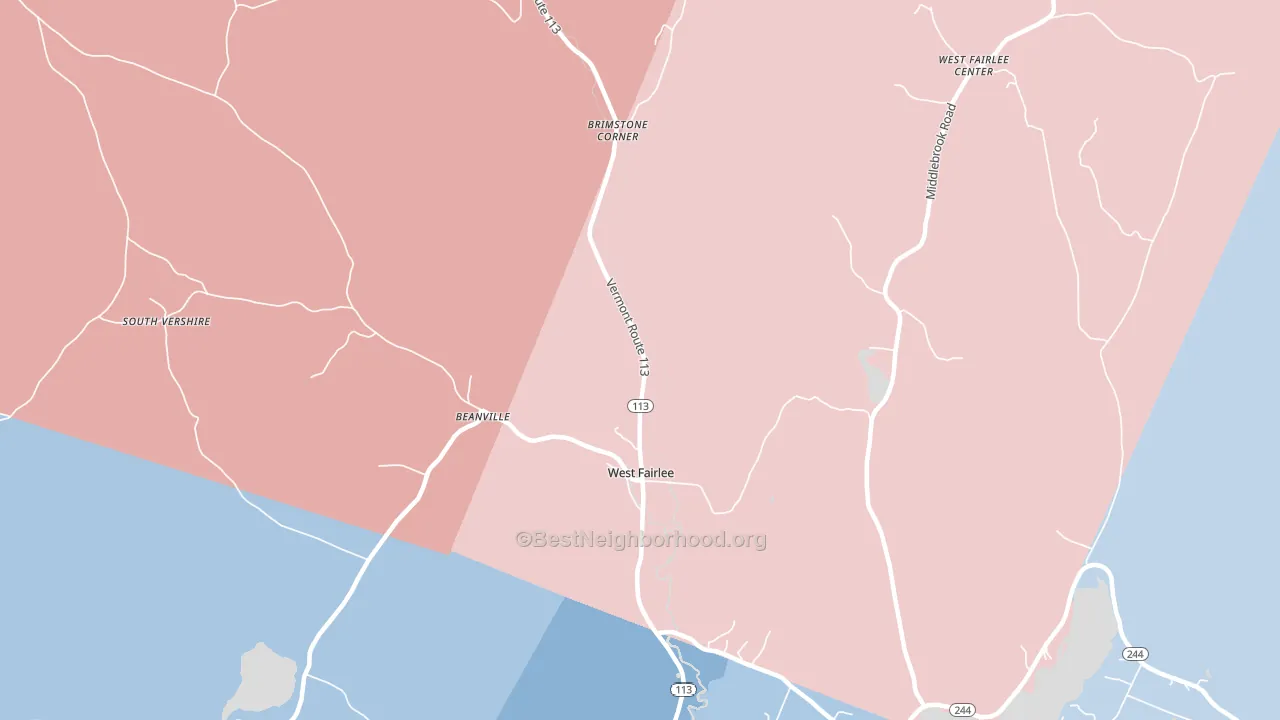05083, VT block-group political-lean map