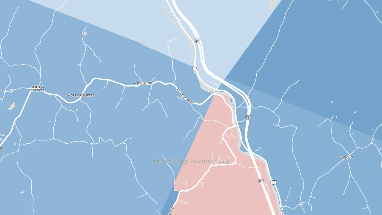 05084, VT block-group political-lean map