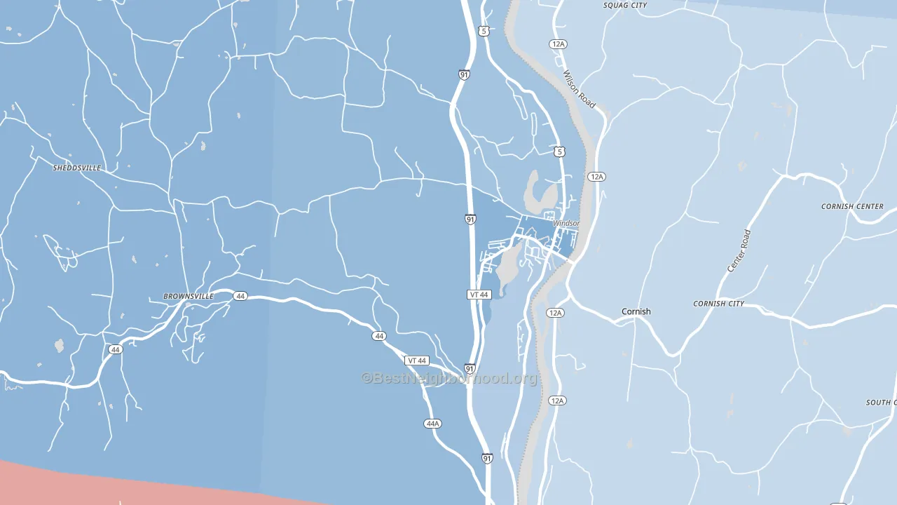 05089, VT block-group political-lean map
