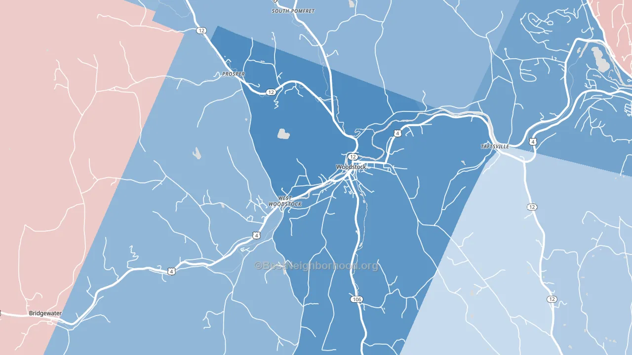 05091, VT block-group political-lean map