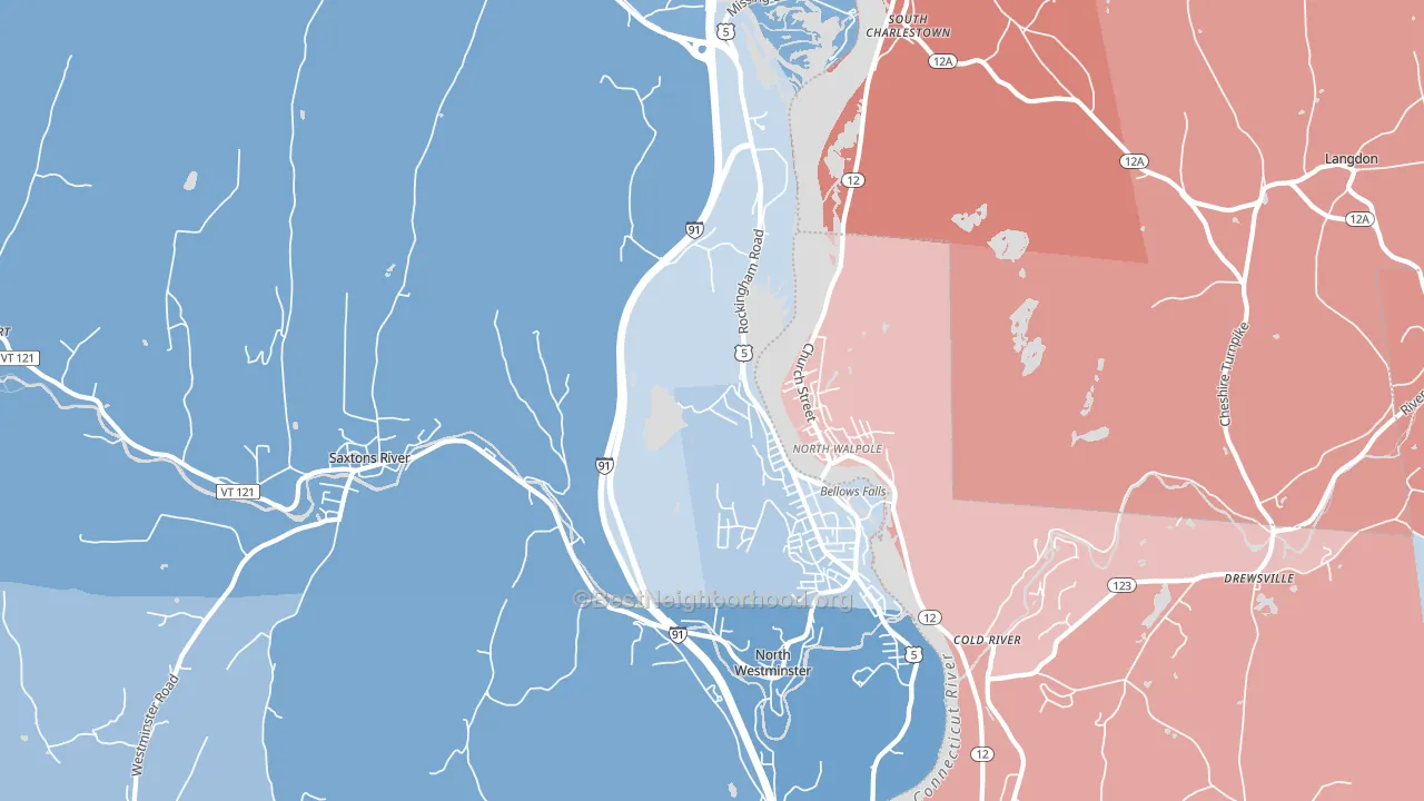 05101, VT block-group political-lean map