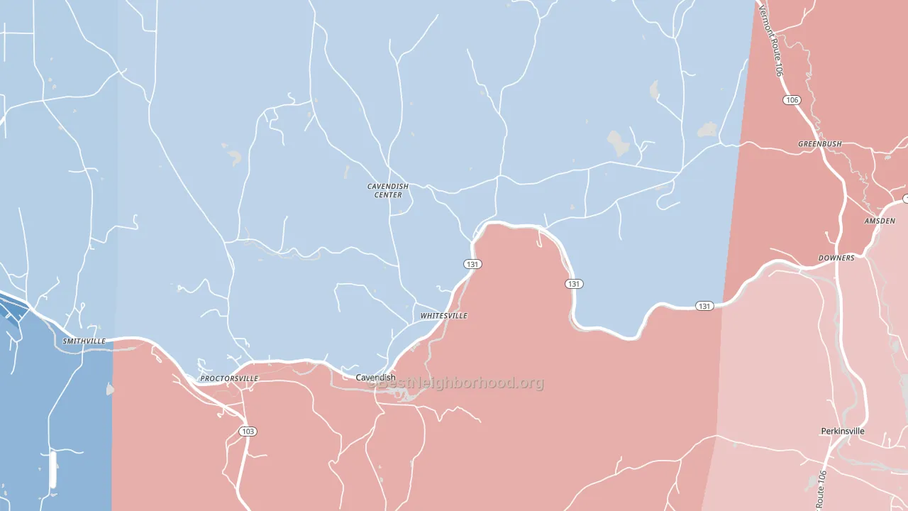 05142, VT block-group political-lean map