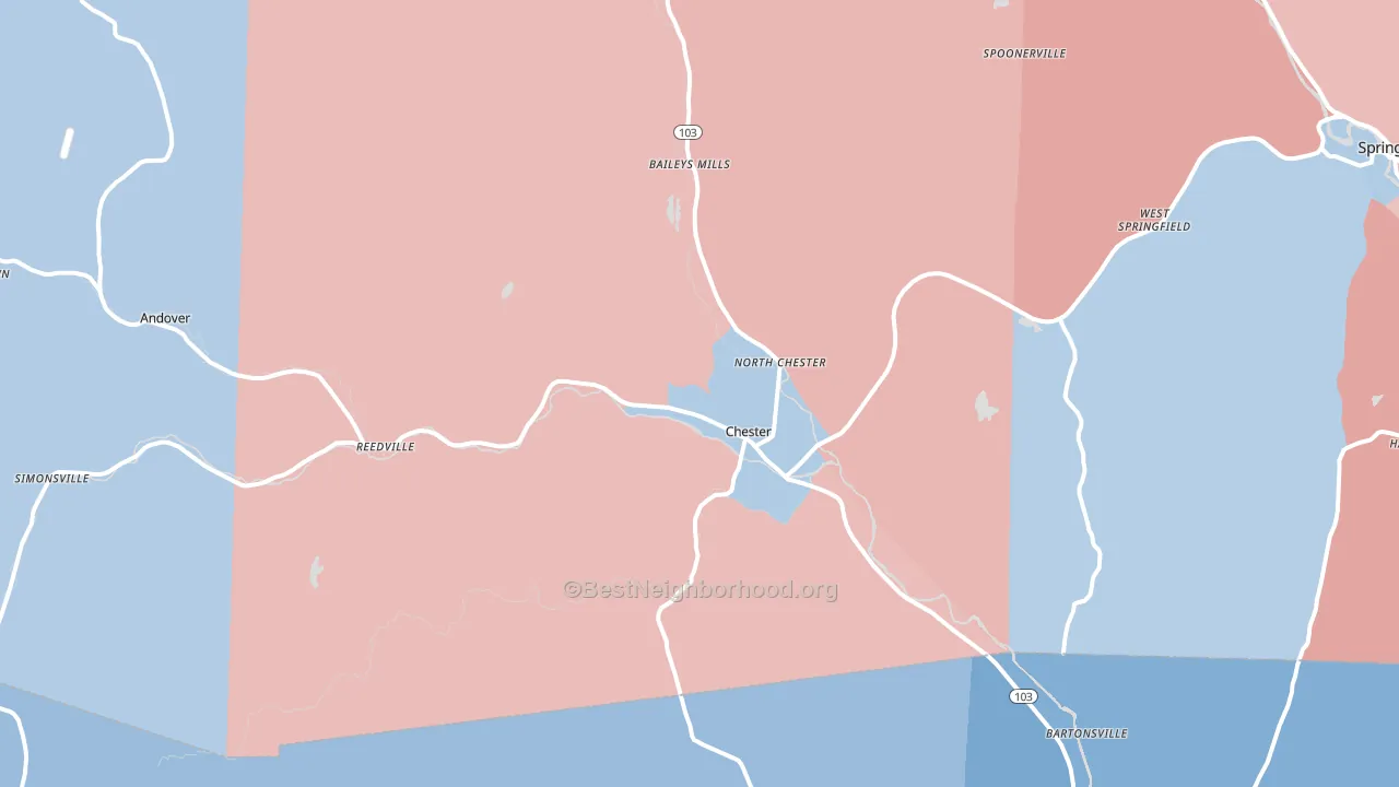 05143, VT block-group political-lean map