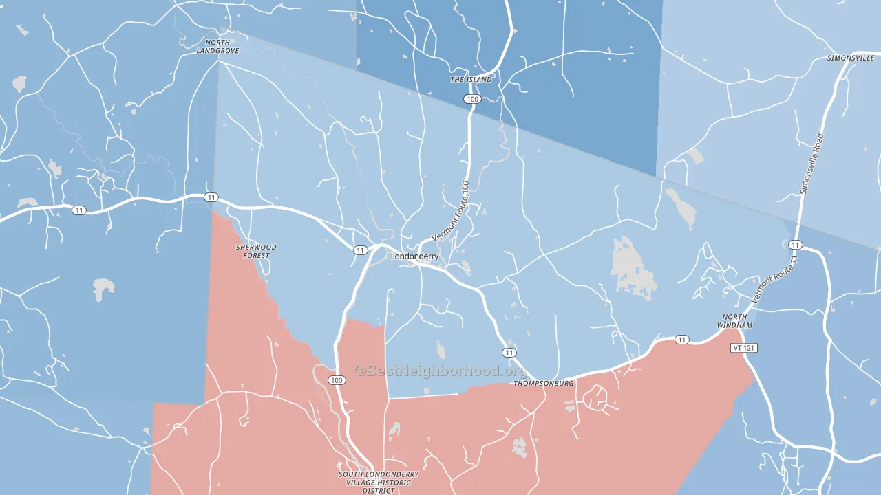 05148, VT block-group political-lean map