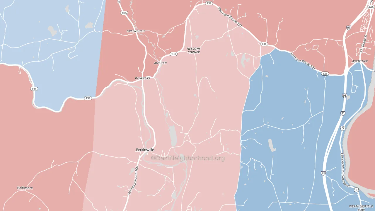 05151, VT block-group political-lean map