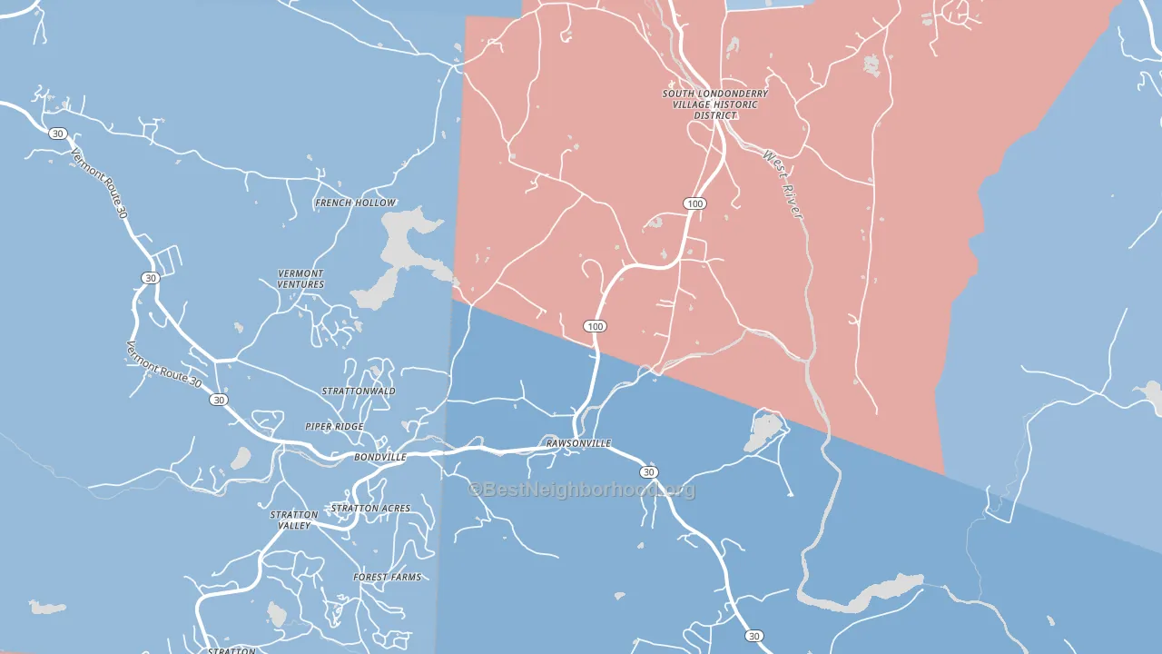 05155, VT block-group political-lean map
