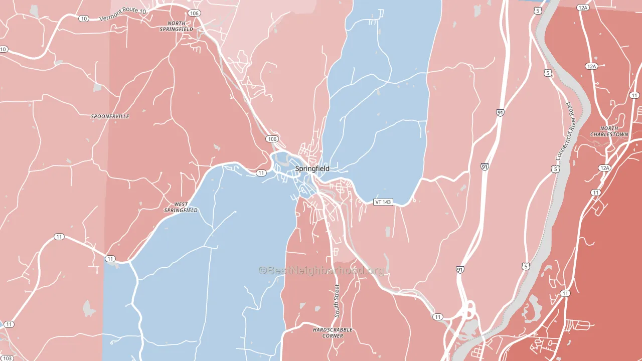 05156, VT block-group political-lean map
