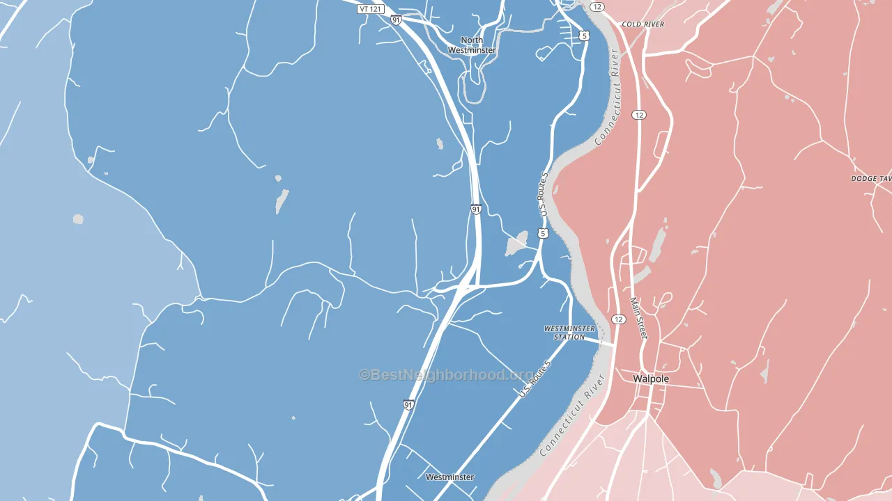 05158, VT block-group political-lean map