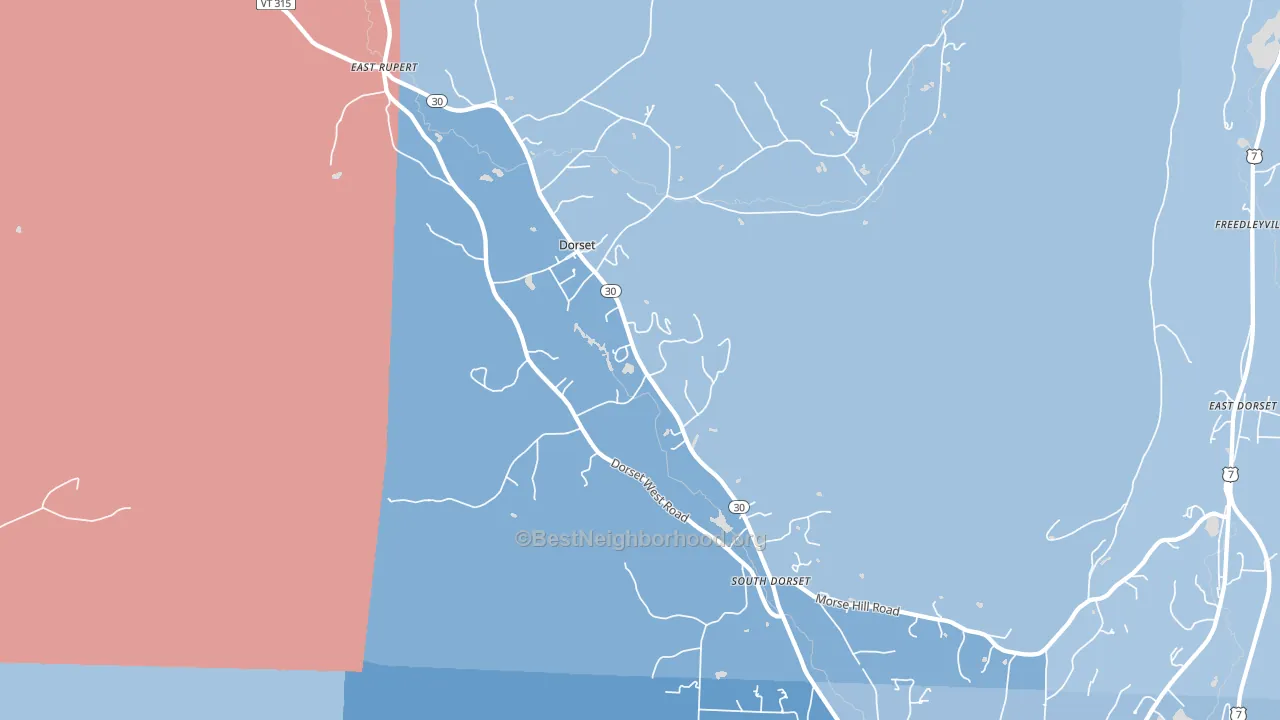 05251, VT block-group political-lean map