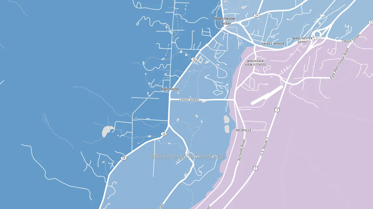 05254, VT block-group political-lean map
