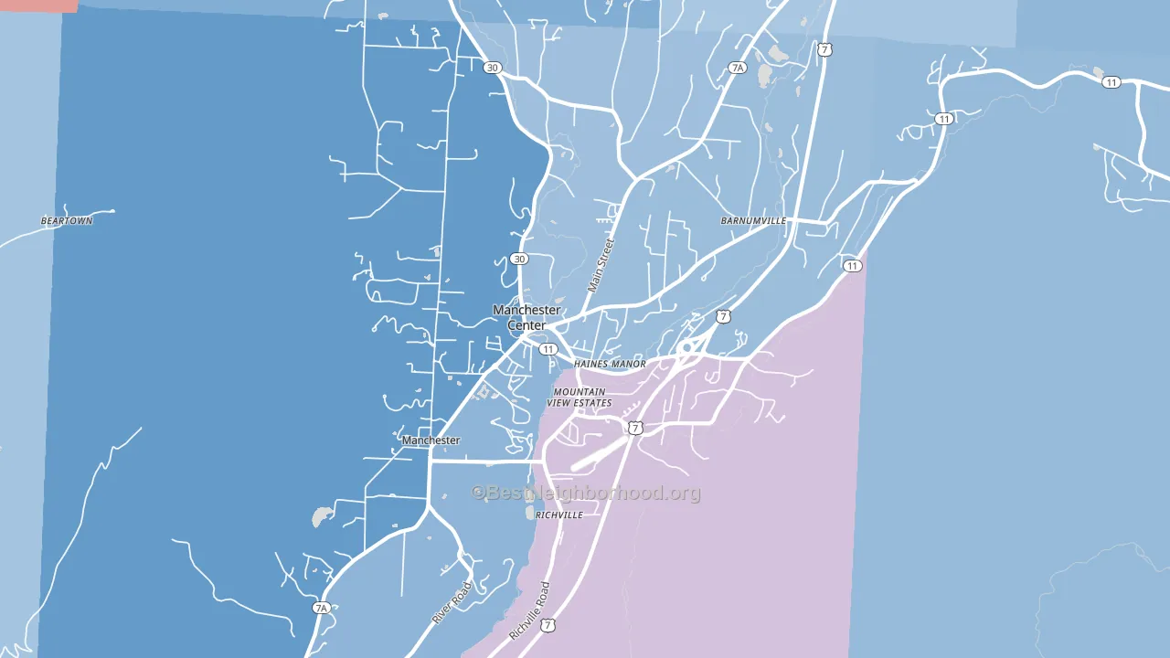 05255, VT block-group political-lean map