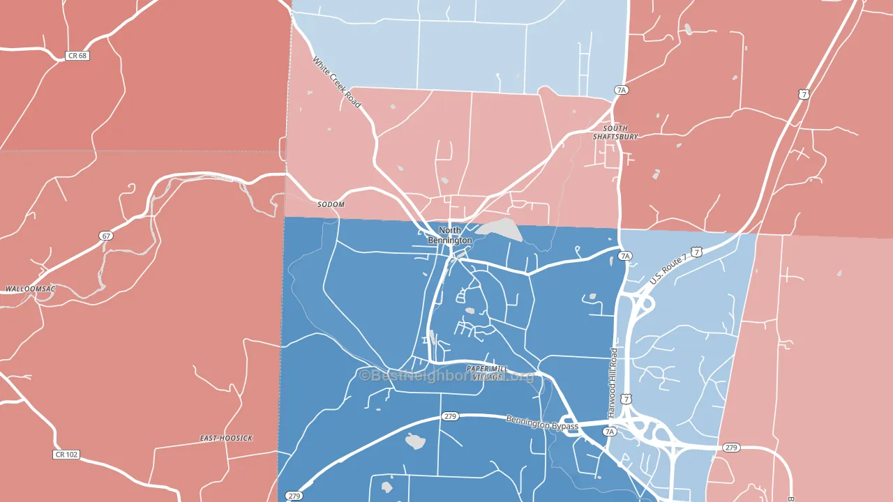05257, VT block-group political-lean map
