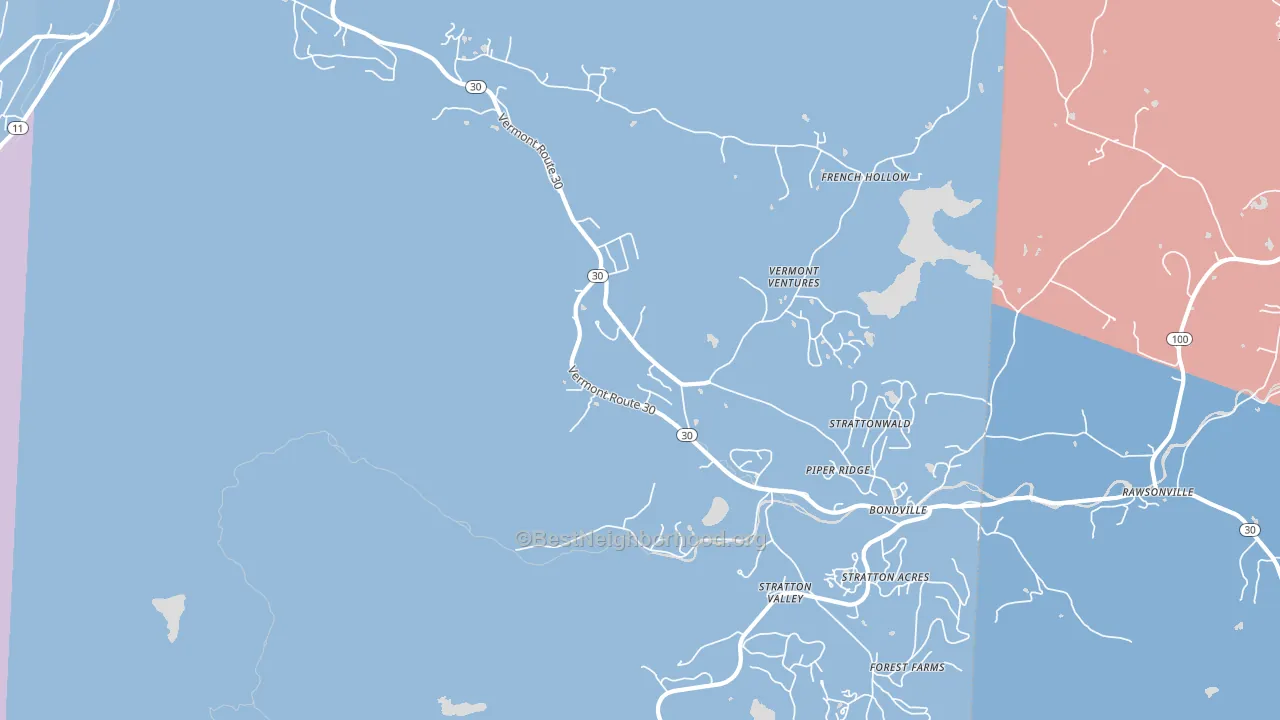 05340, VT block-group political-lean map