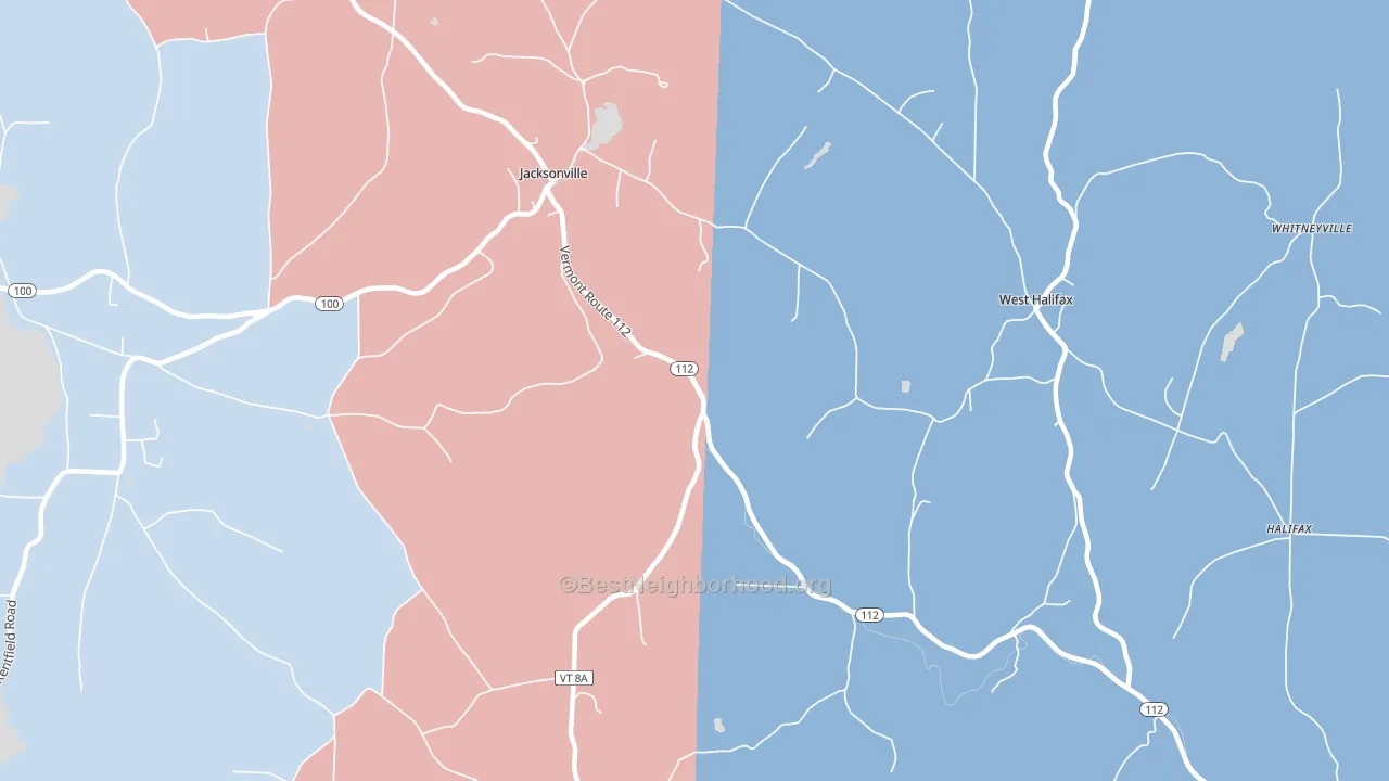 05342, VT block-group political-lean map
