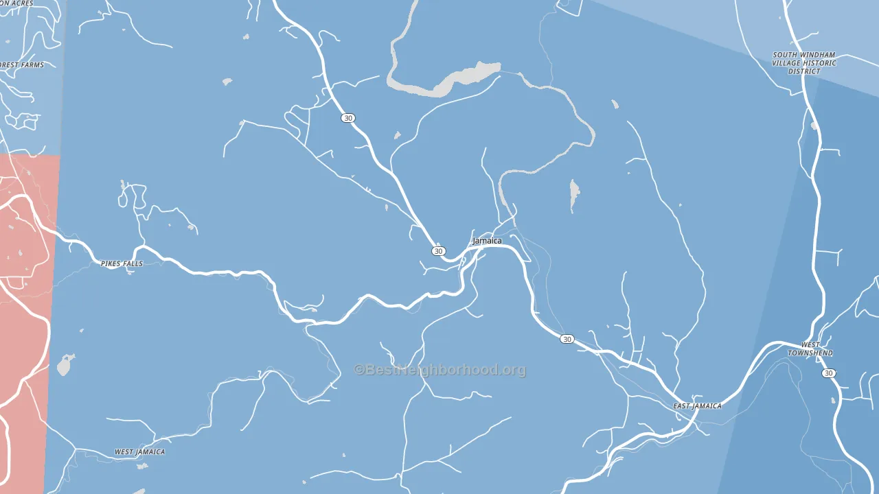 05343, VT block-group political-lean map