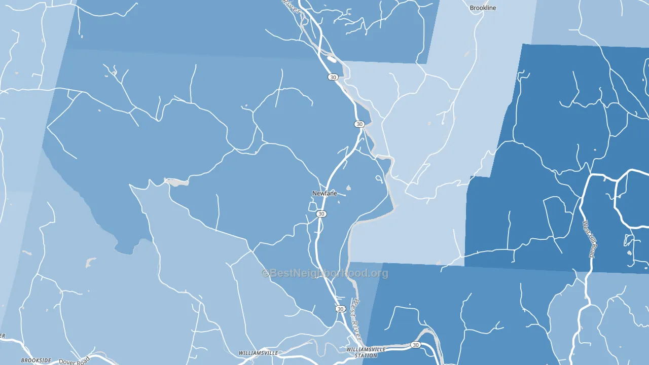 05345, VT block-group political-lean map