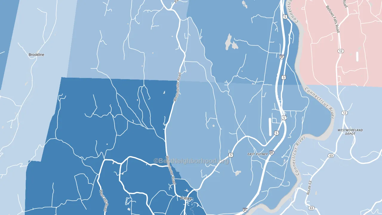 05346, VT block-group political-lean map