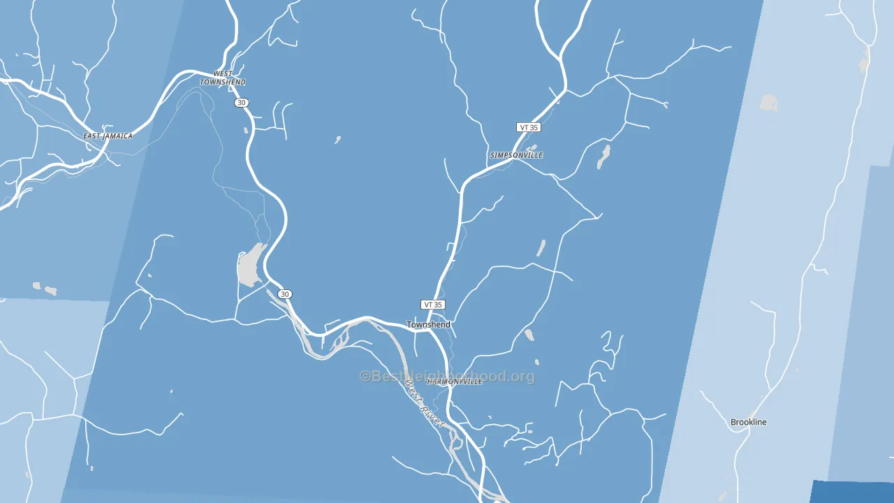05353, VT block-group political-lean map