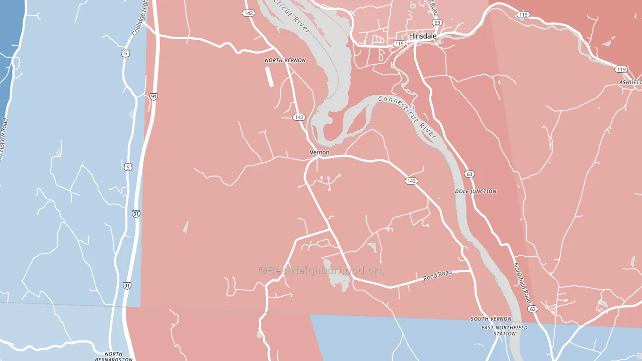 05354, VT block-group political-lean map