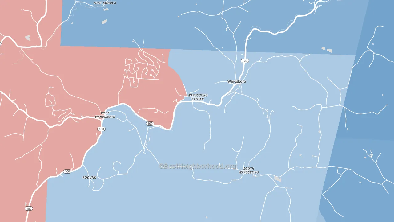 05355, VT block-group political-lean map