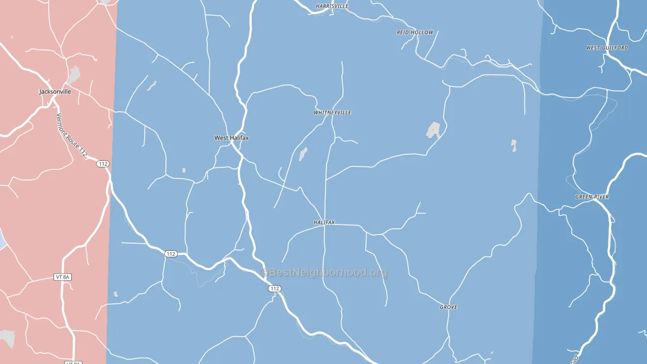 05358, VT block-group political-lean map