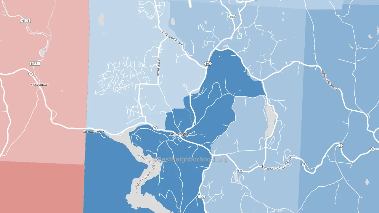 05363, VT block-group political-lean map