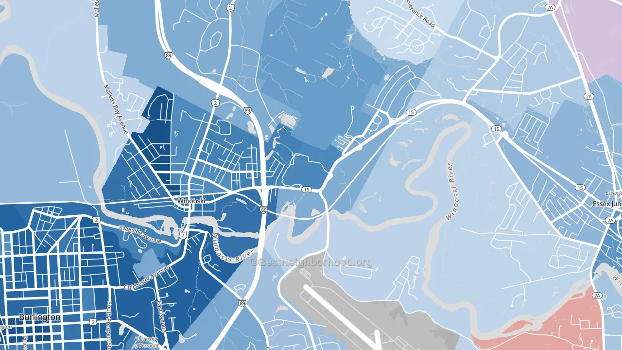 05439, VT block-group political-lean map