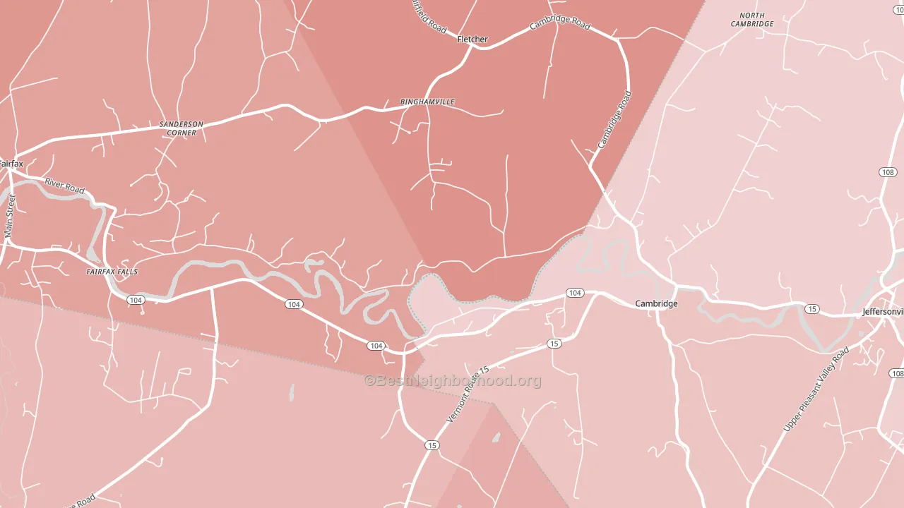 05444, VT block-group political-lean map