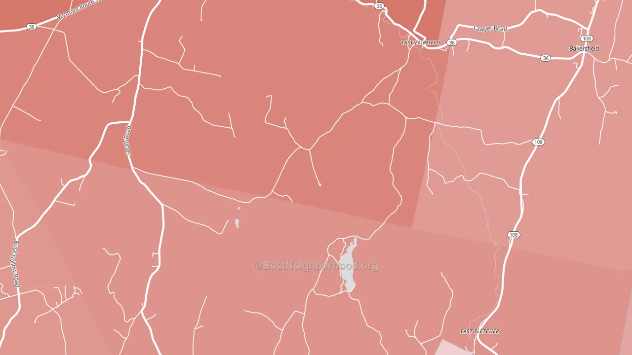 05448, VT block-group political-lean map