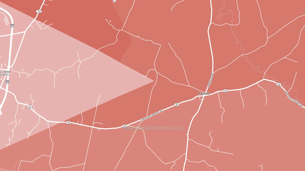 05455, VT block-group political-lean map