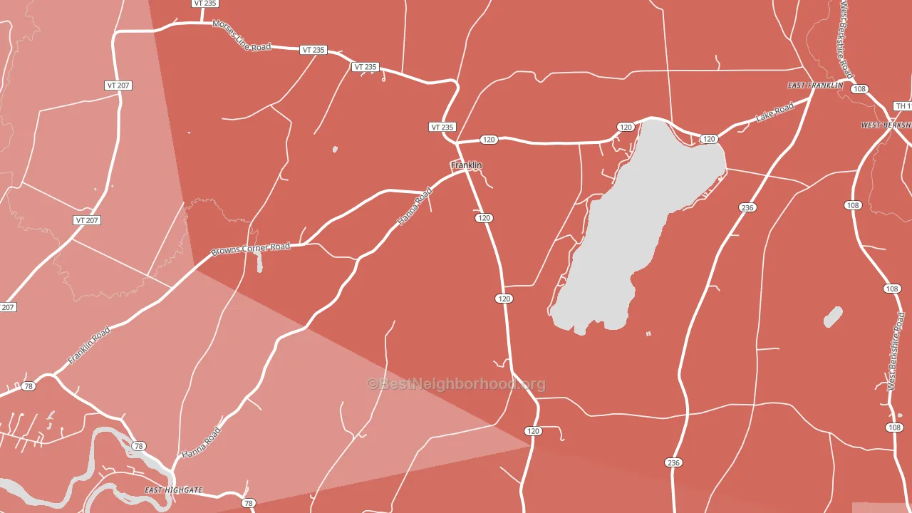 05457, VT block-group political-lean map