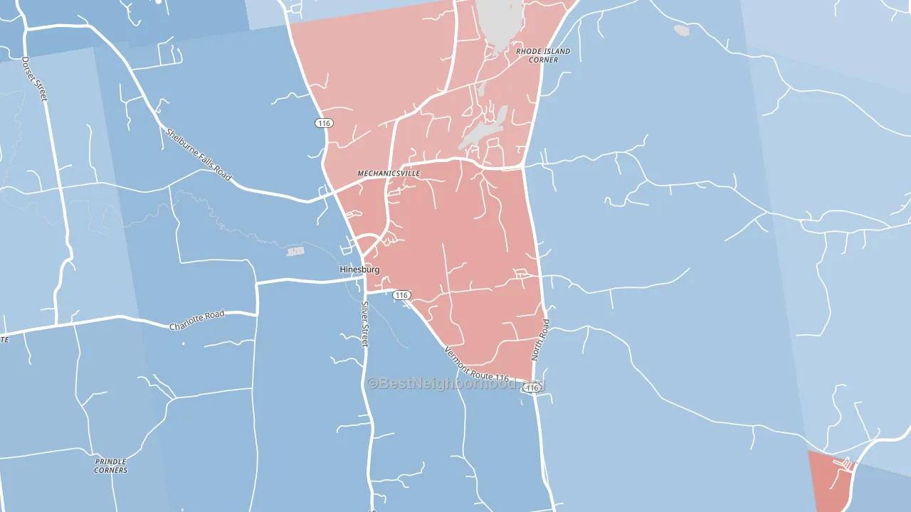 05461, VT block-group political-lean map
