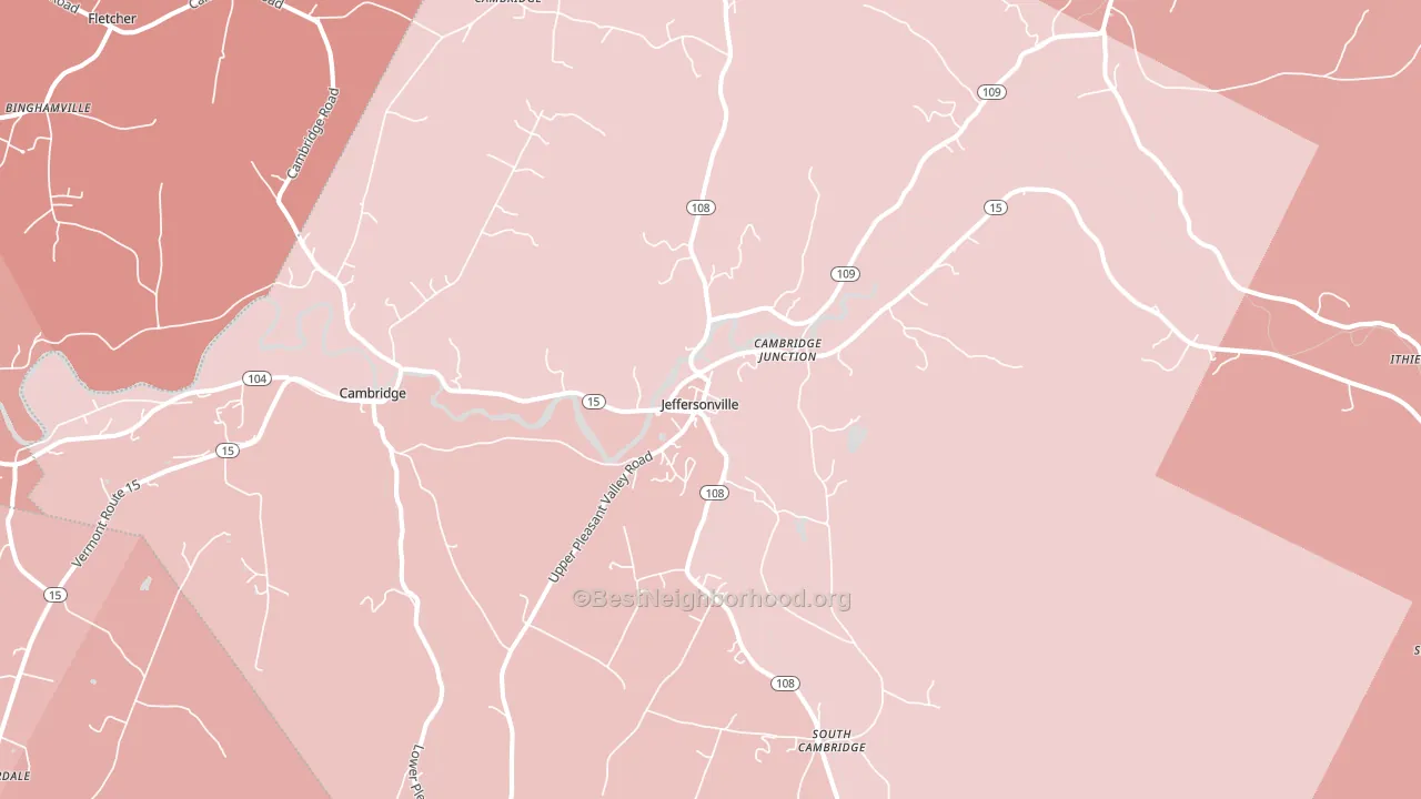05464, VT block-group political-lean map