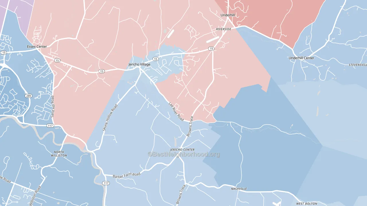 05465, VT block-group political-lean map