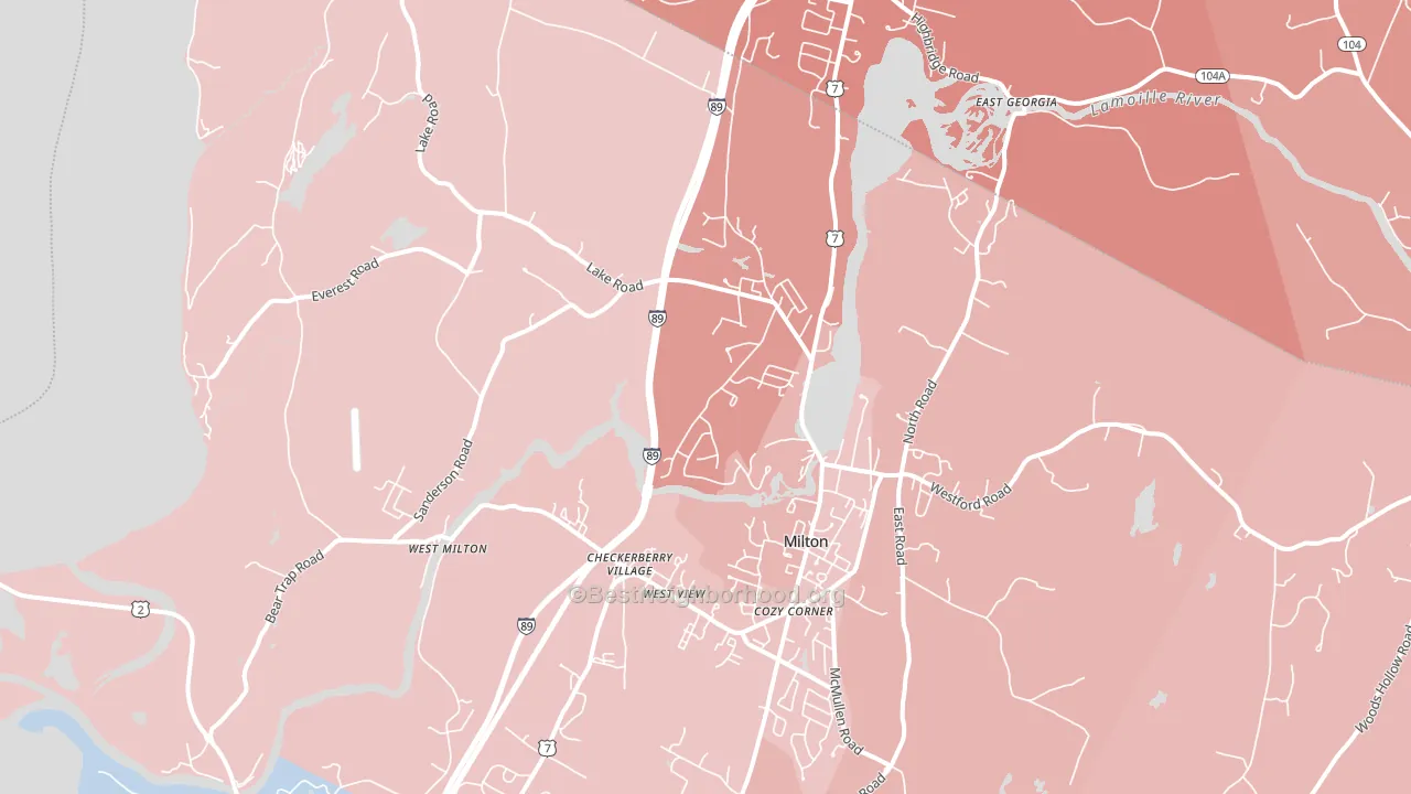 05468, VT block-group political-lean map