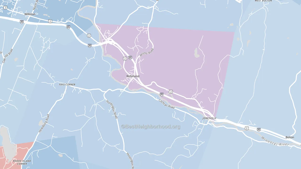 05477, VT block-group political-lean map