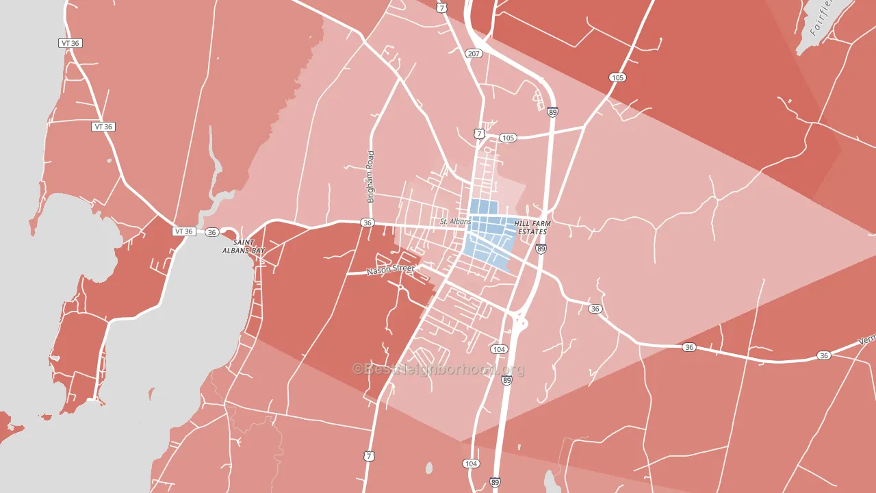 05478, VT block-group political-lean map