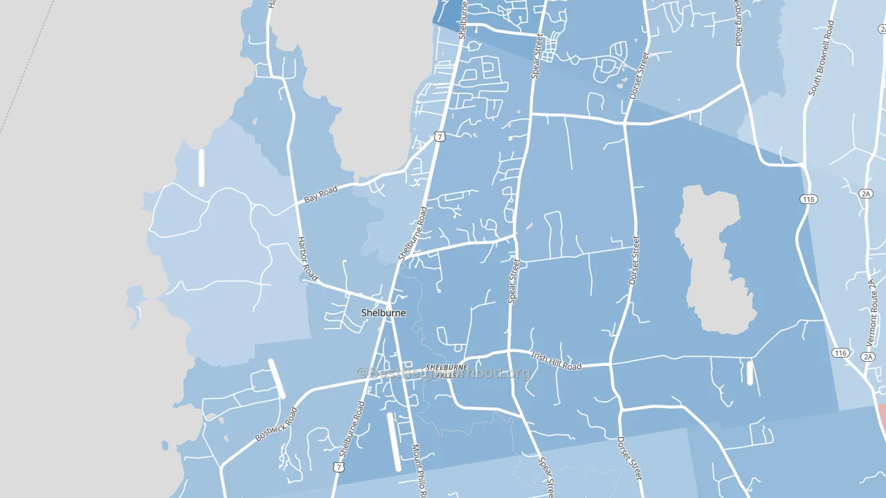 05482, VT block-group political-lean map