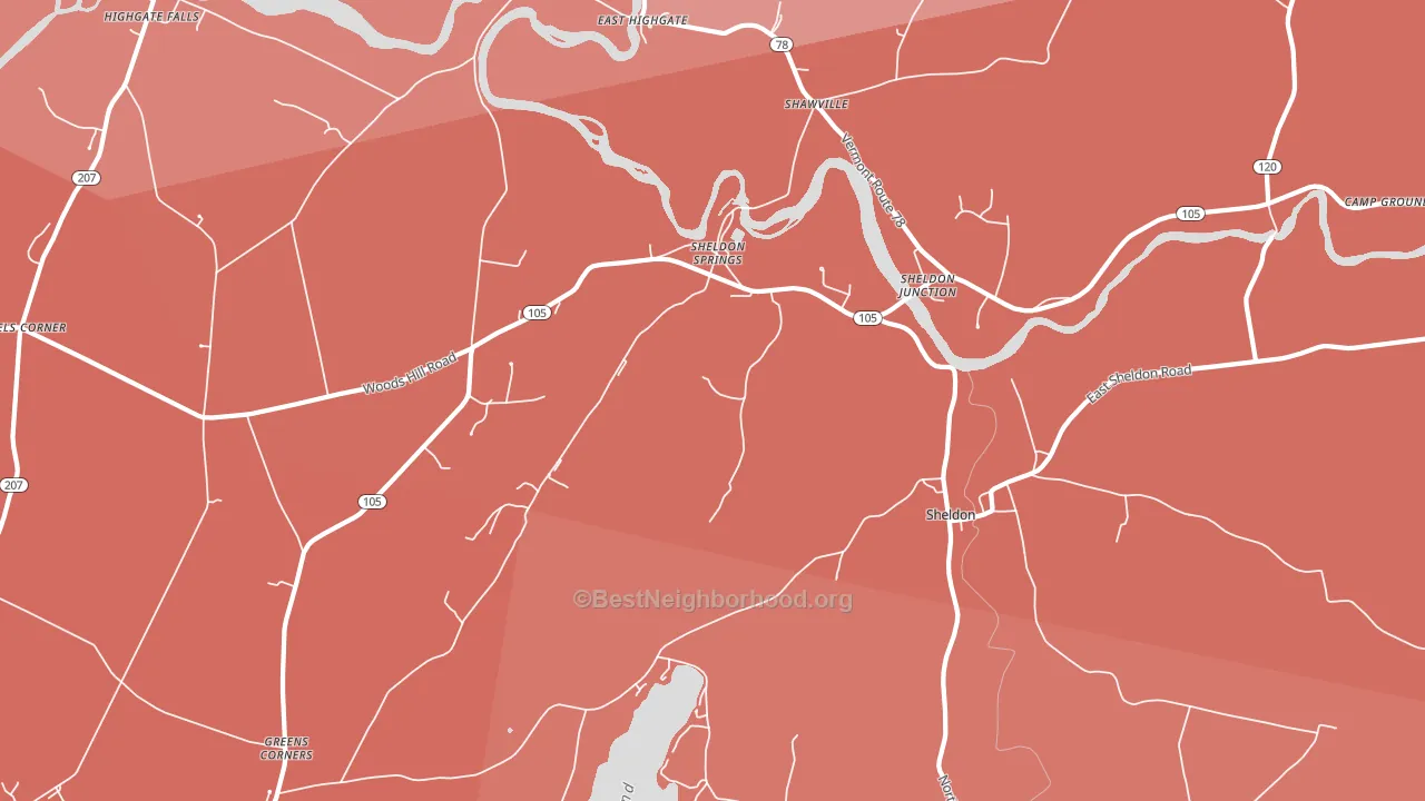 05483, VT block-group political-lean map