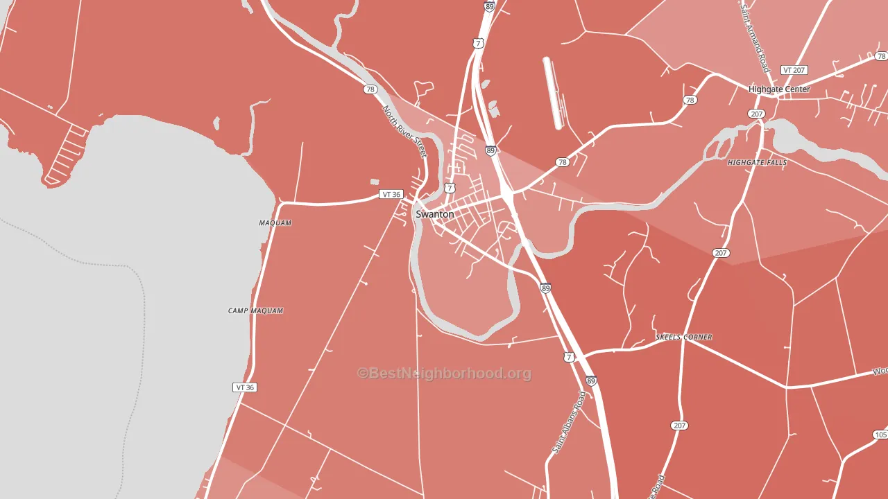 05488, VT block-group political-lean map