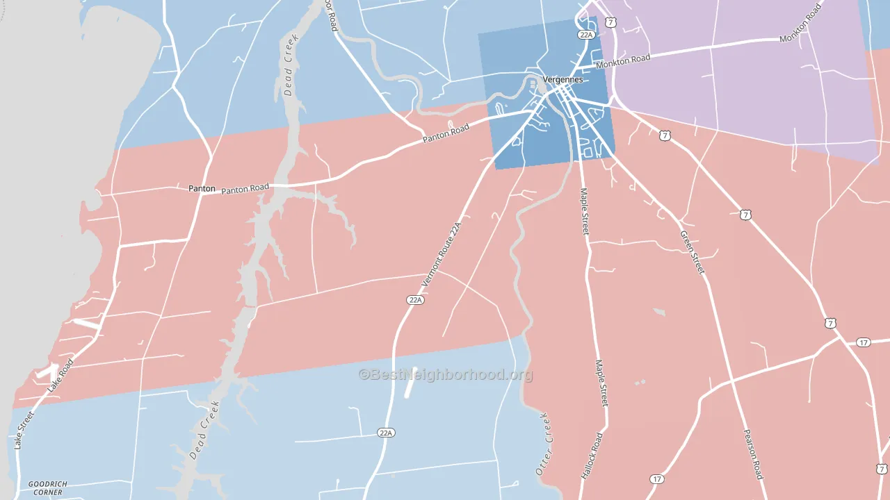 05491, VT block-group political-lean map