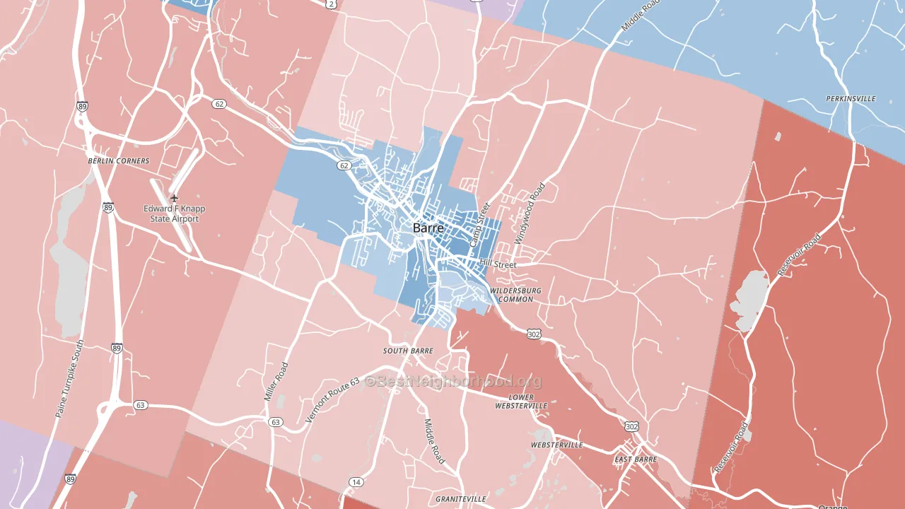 05641, VT block-group political-lean map