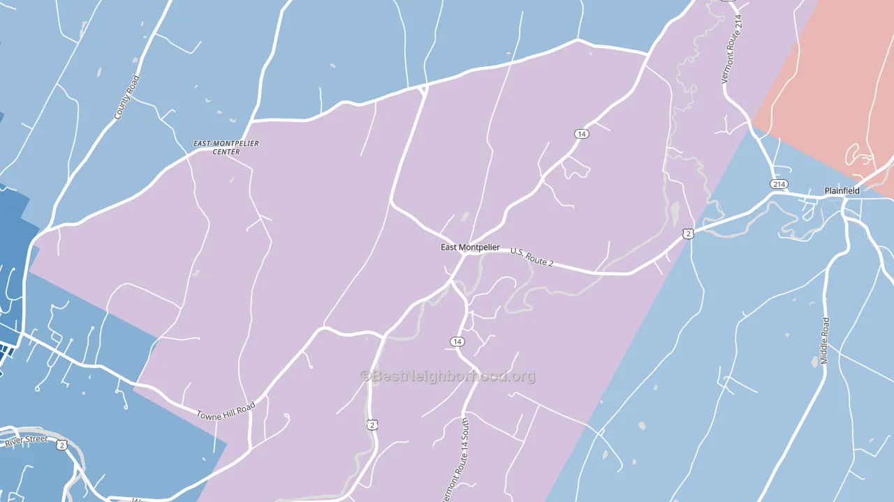 05651, VT block-group political-lean map
