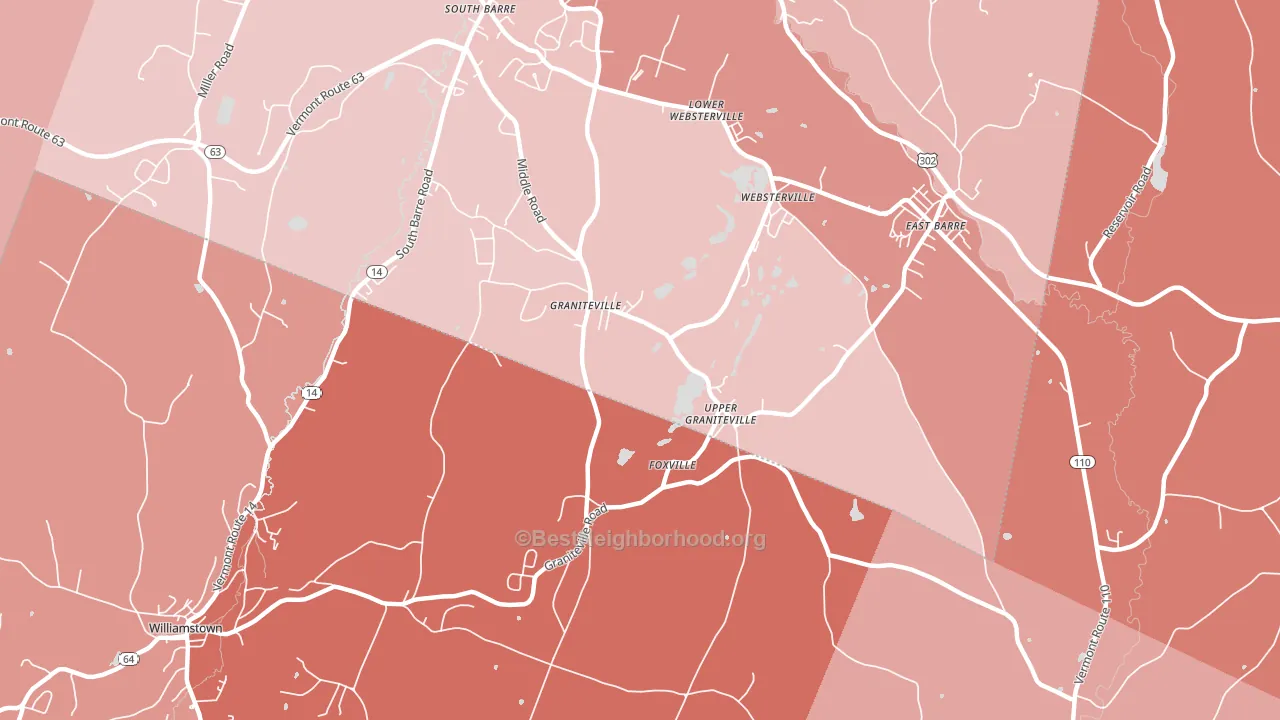 05654, VT block-group political-lean map