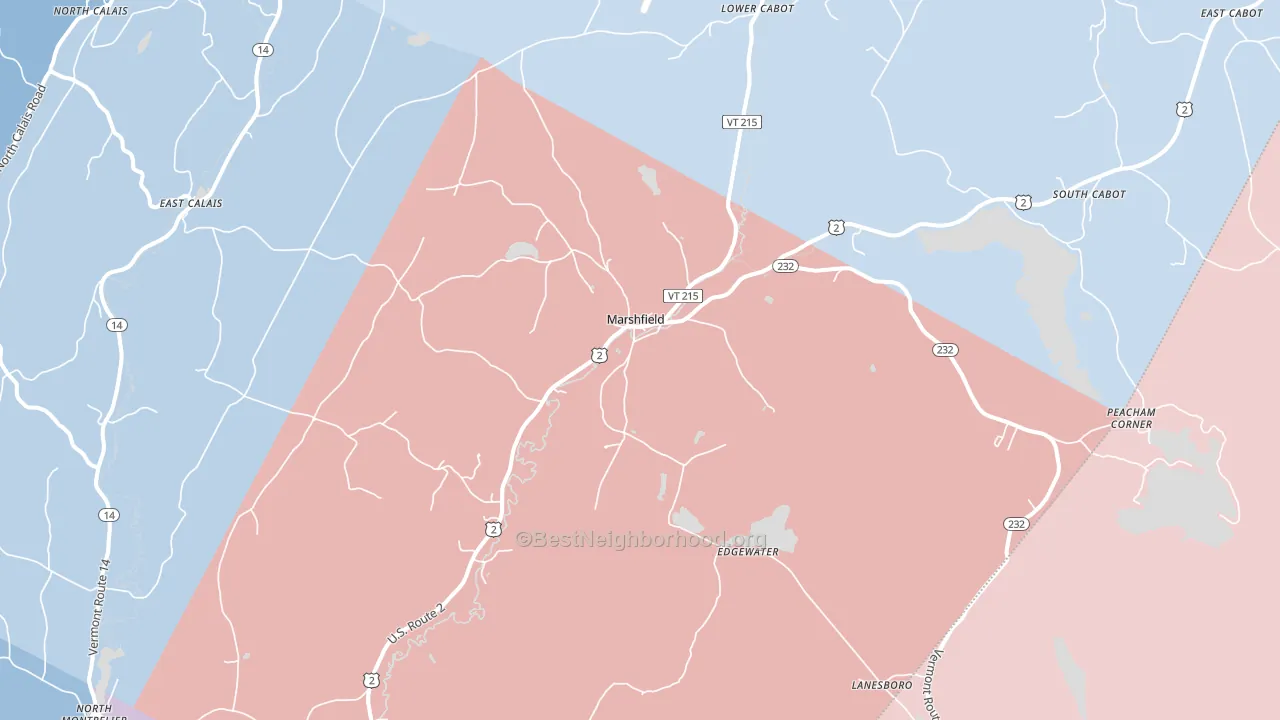 05658, VT block-group political-lean map